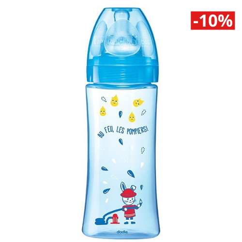 Dodie Biberon Initiation+ 330ml bleu tétine ronde 3 vitesses débit 3 parapharmacie marrakech en ligne Maman Bébé