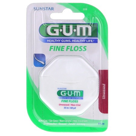 Gum Fil Dentaire 555 Fine Floss Non Ciré - Espace Etroits 55m parapharmacie marrakech en ligne Corps