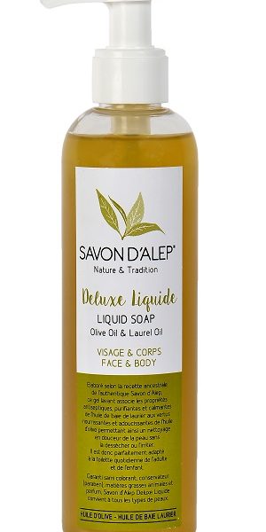 Savon D'Alep Deluxe Liquide à l'huile d'olive et Huile de baie laurier 250ml parapharmacie marrakech en ligne Corps